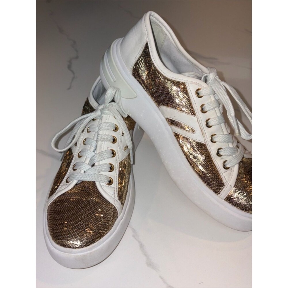 GEOX gold glitter leather sneakers 8